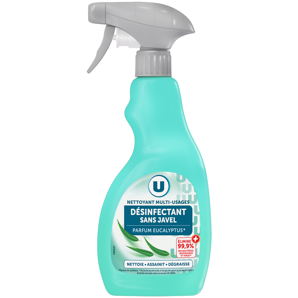 U Nettoyant désinfectant sans javel multi usages  spray de 500ml