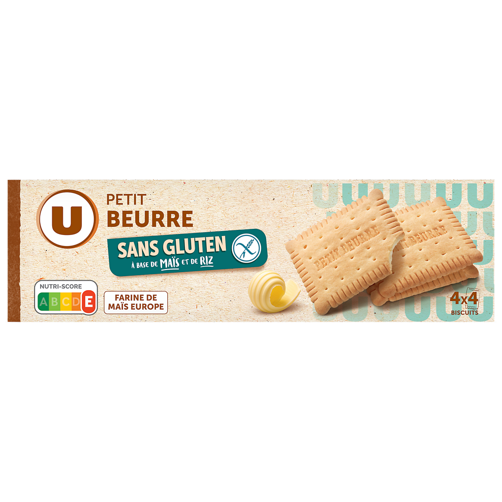 U SANS GLUTEN Petit beurre sans gluten  paquet de 130g