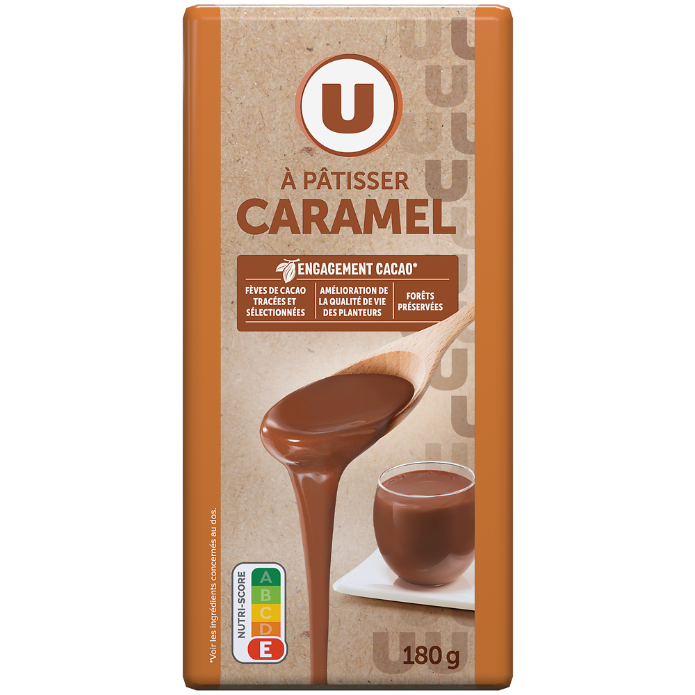 U Chocolat au lait à patisser caramel  Tablette de 180g