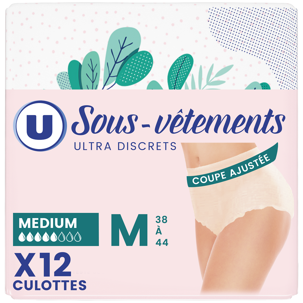 U Sous-vêtements incontinence femme - Taille M - x12