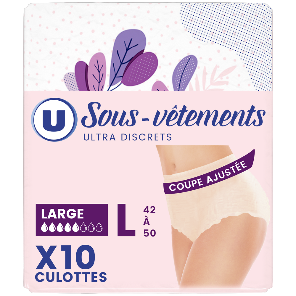 U Sous-vêtements incontinence femme - Taille L - x10