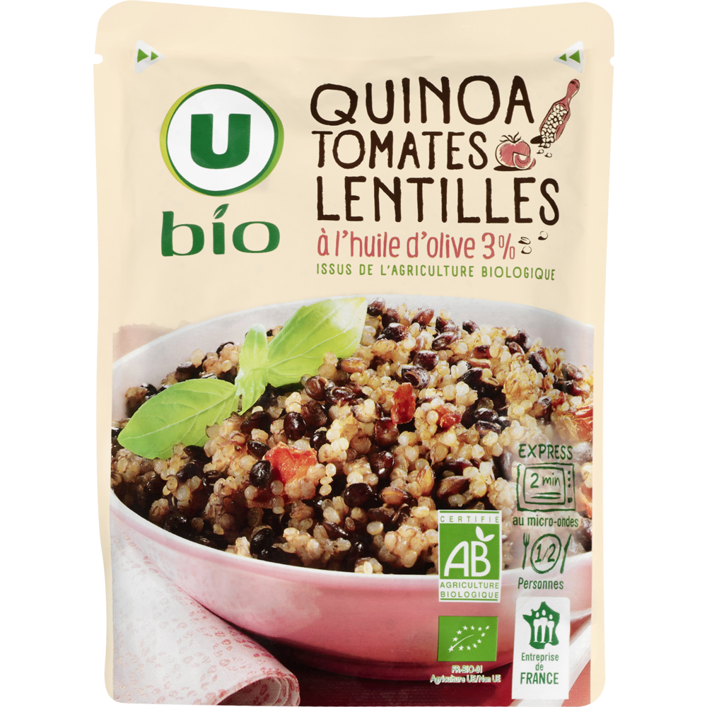 U BIO Quinoa lentilles et tomates  boîte de 250g