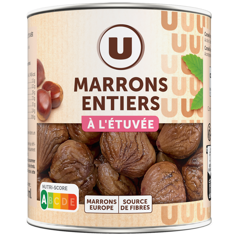 U Marrons entiers à l'étuvée - Boîte de 510g net égoutté