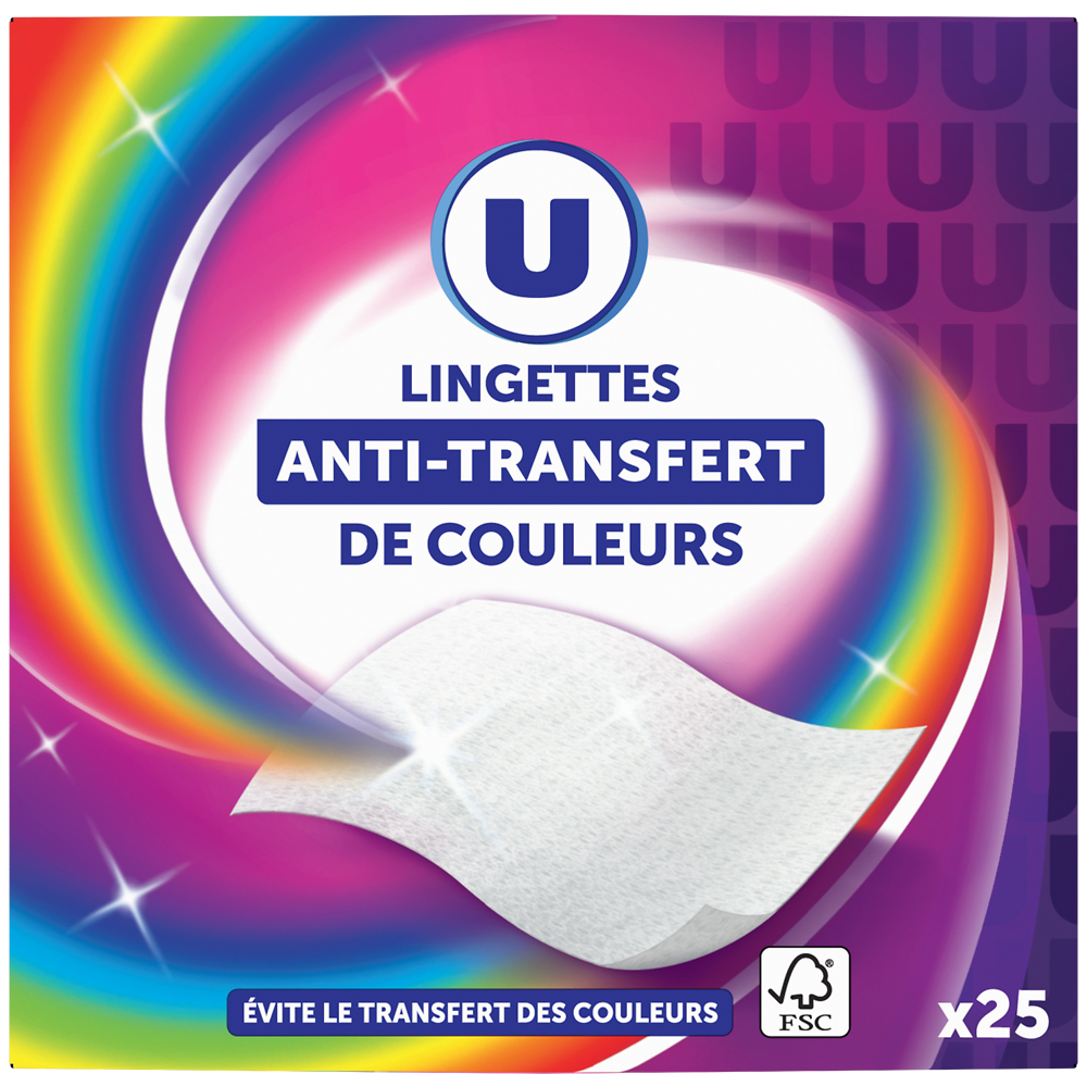 U Lingettes anti-transfert de couleurs  x25