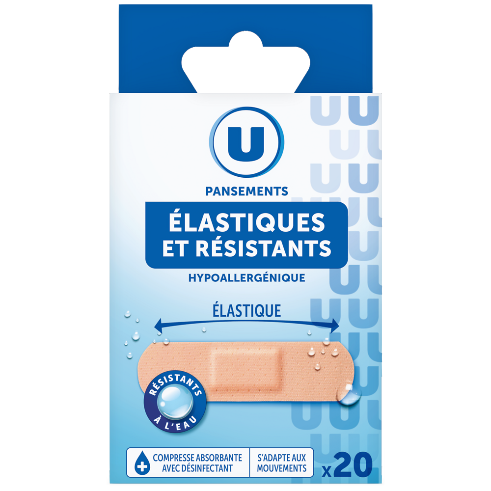 U Pansements élastiques et ultra résistants  x20