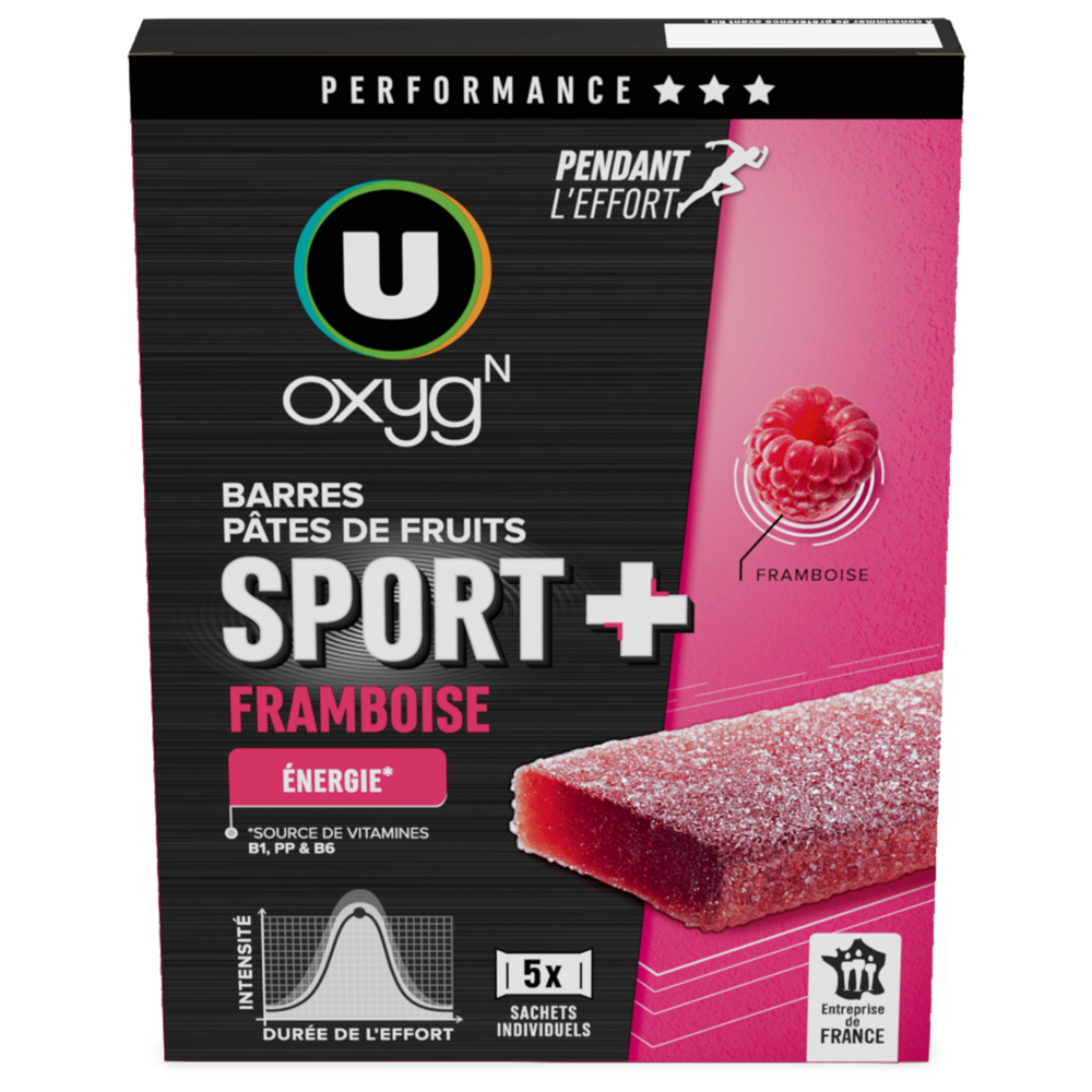 U OXYGN Pâtes de fruits sport+framboise  125g