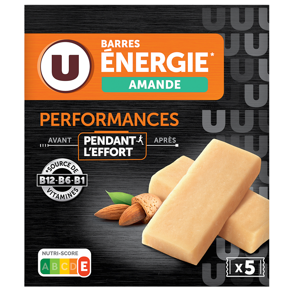 U OXYGN Barres sport+ amande  125g