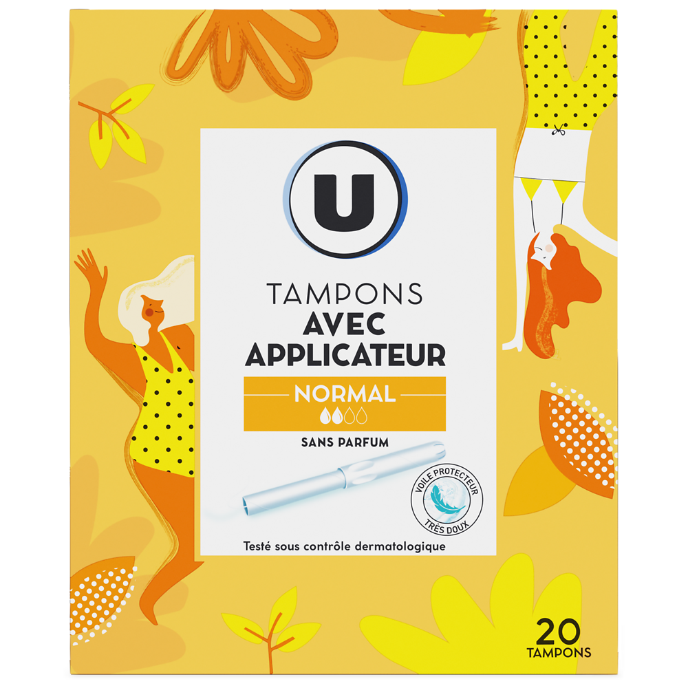 U Tampons normal avec applicateur  Boîte de 20