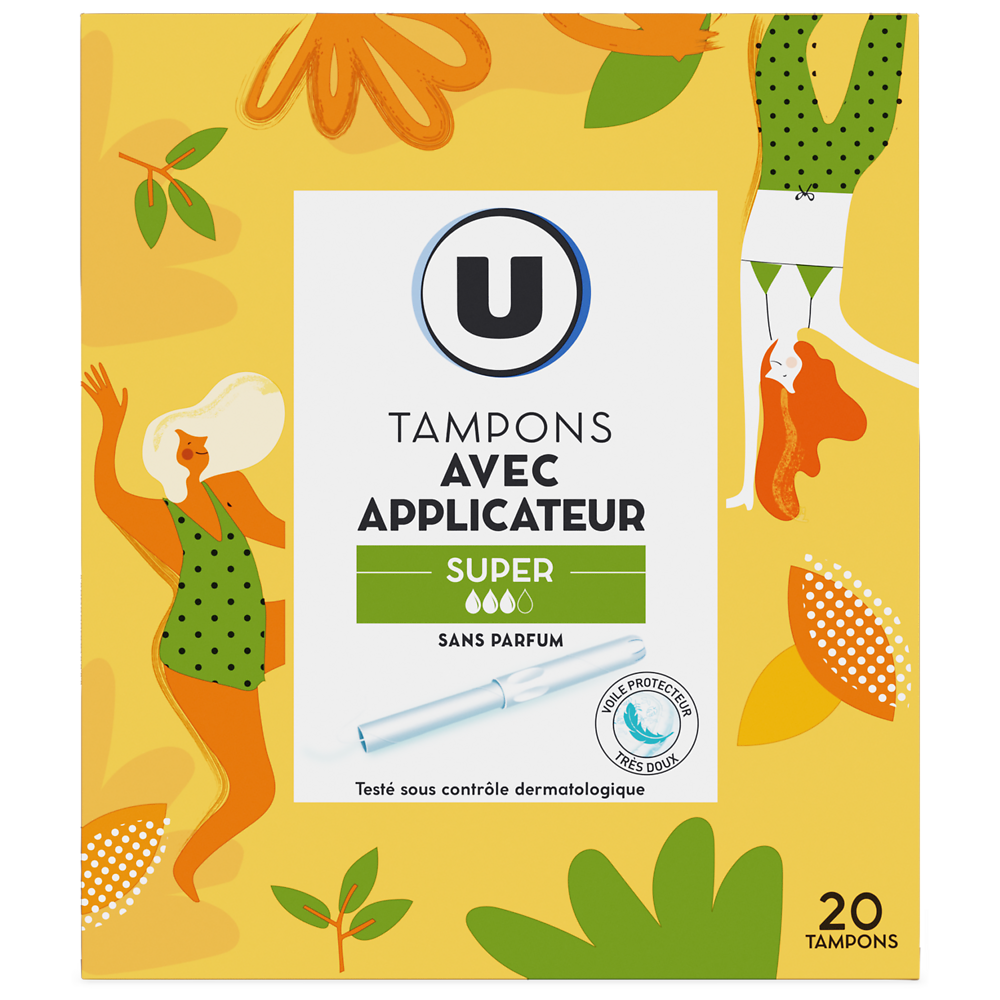 U Tampons super avec applicateur  Boîte de 20