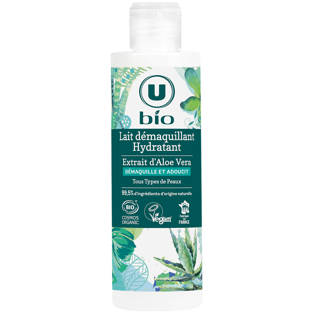 U BIO Lait démaquillant hydratant à l'aloe vera  flacon de 200ml