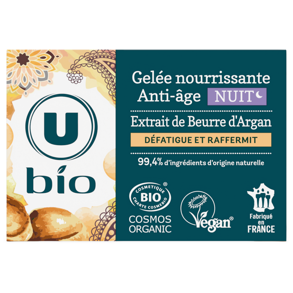 U BIO Soin visage Gelée de nuit nourrissante anti-âge à l'argan - 50ml