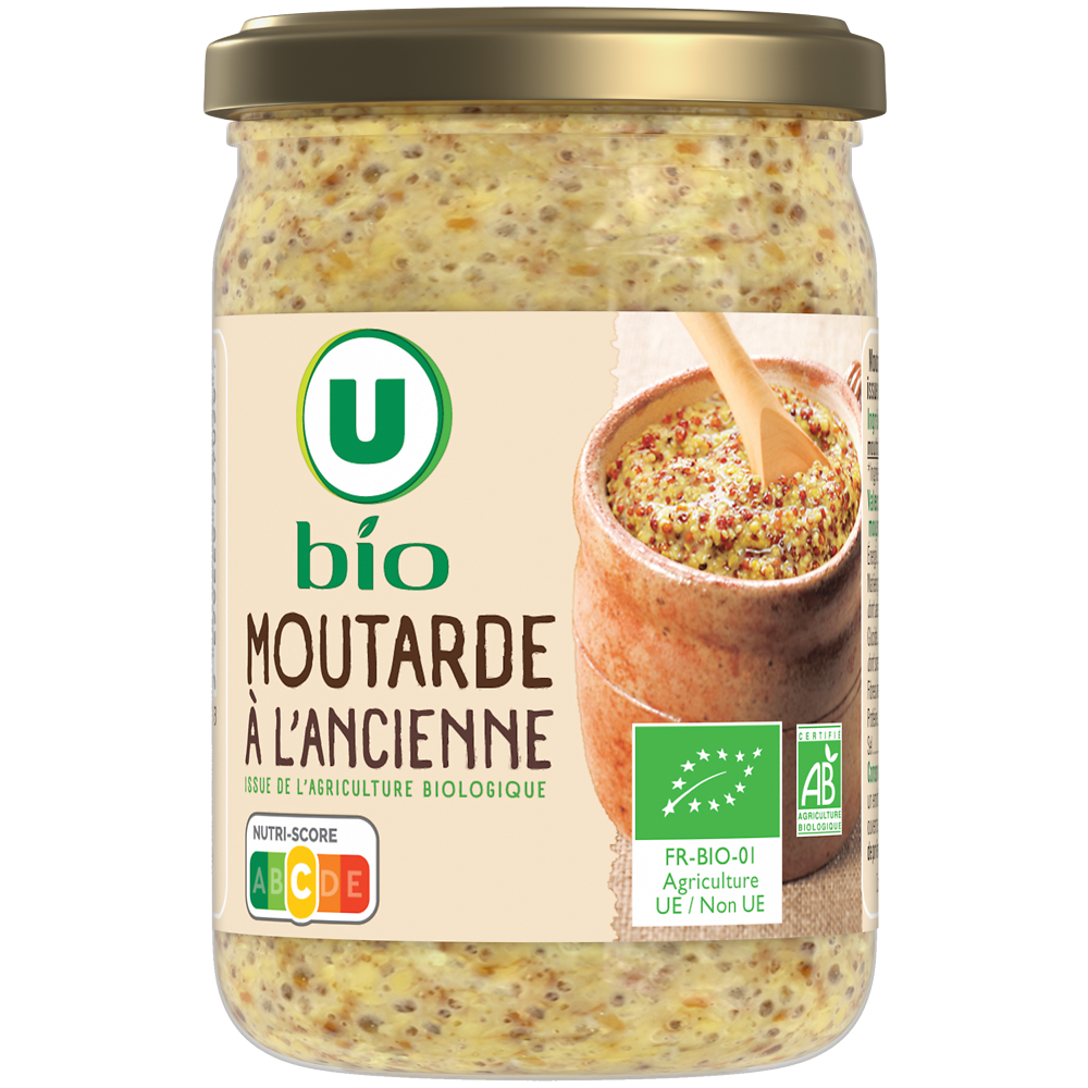 U BIO Moutarde à l'ancienne bio  bocal de 200g