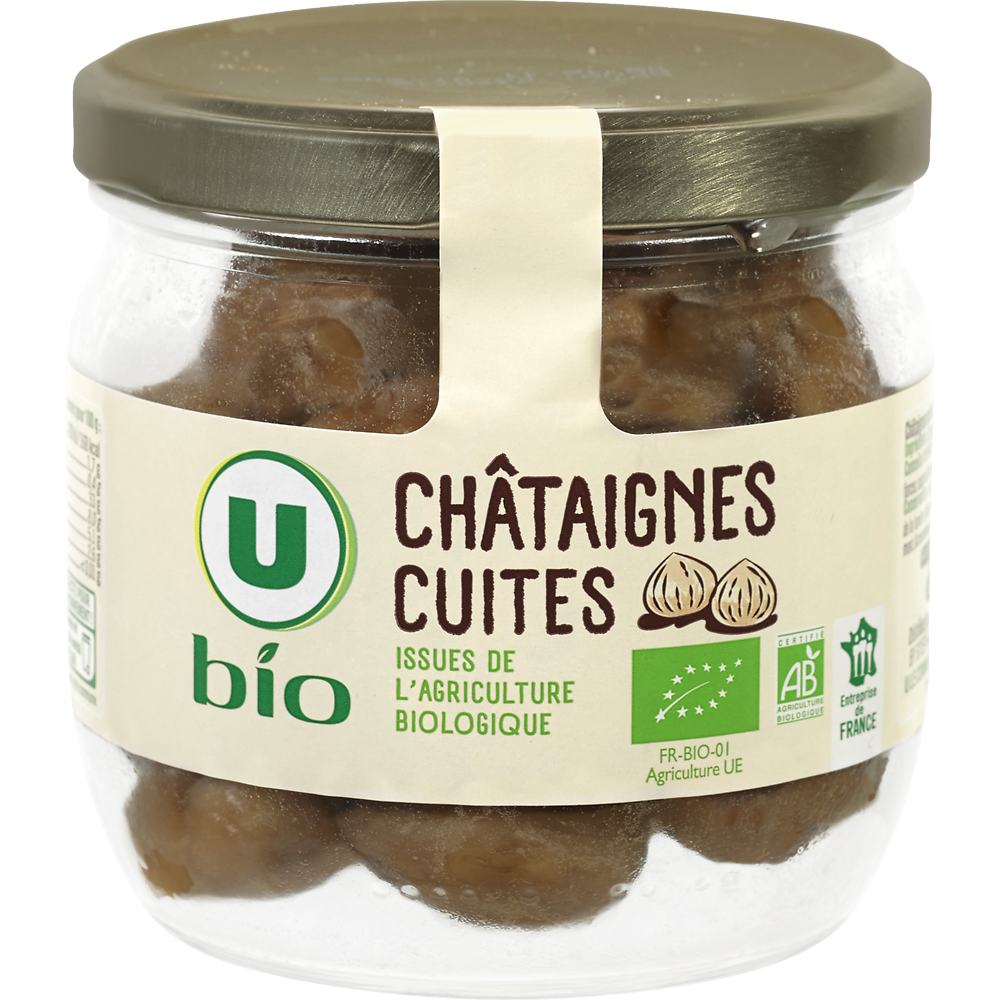 U BIO Châtaignes cuites entières pelées - Bocal 210g