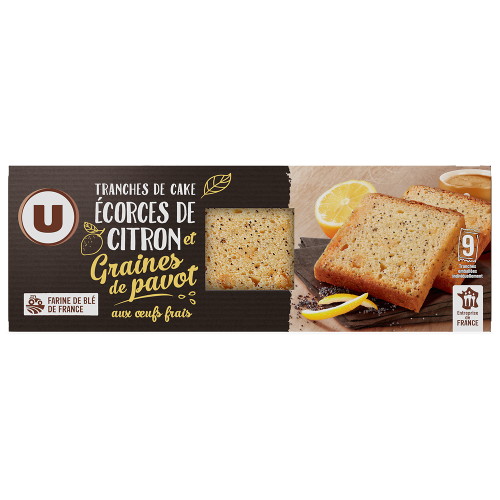 U Tranches de cakes écorces de citron & graines de pavot  270g