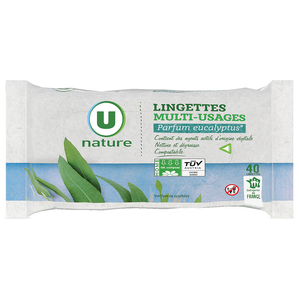 U NATURE Lingettes multi-usages eucalyptus  x40