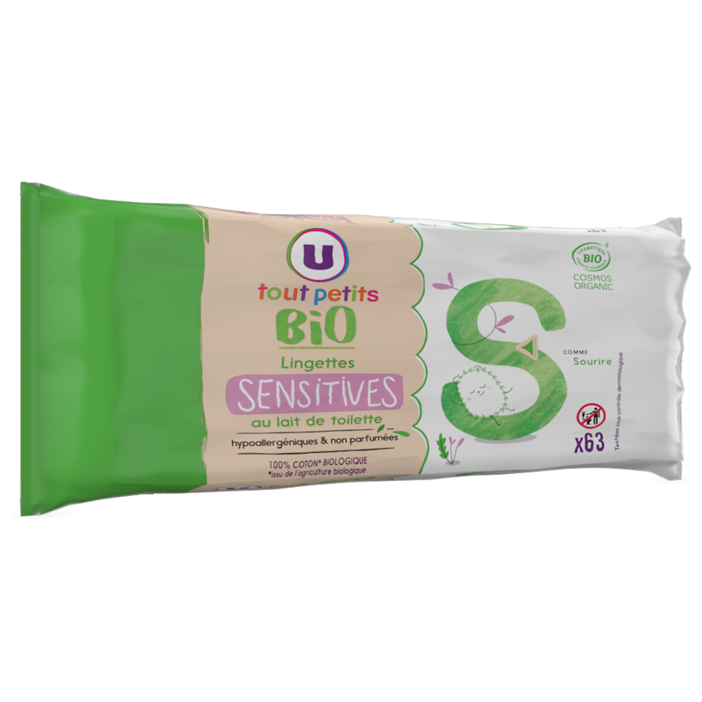 U TOUT PETITS BIO Lingettes bébé sensitive -  x63