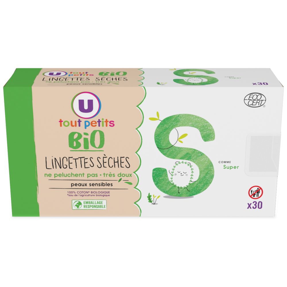 U TOUT PETITS BIO Lingettes bébé sèches  x30