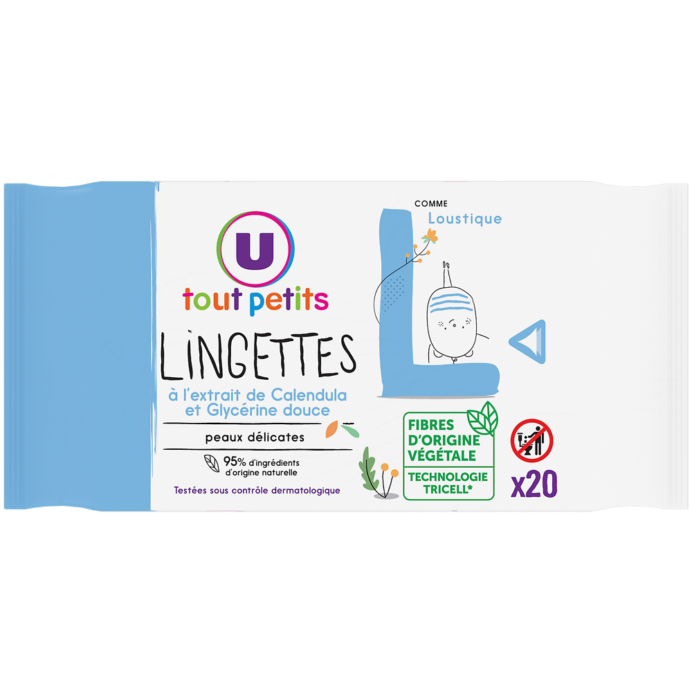 U TOUT PETITS Lingettes bébé visage et mains - x20