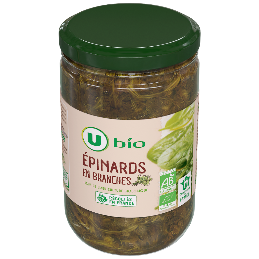 U BIO Epinards en branches - Bocal 420g