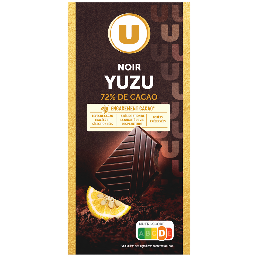 U Chocolat noir yuzu  Tablette de 100g