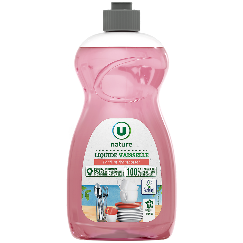 U NATURE Liquide vaisselle parfum framboise et fleur de cerisier  flacon de  500ml