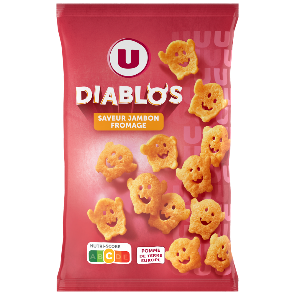 U Snacks diablos goût jambon fromage,  75g