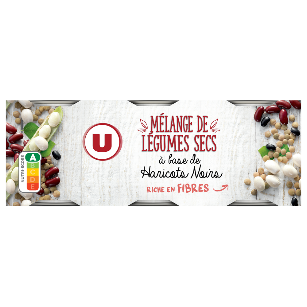 U Mélange de légumes haricots noirs - 3 boîtes de 125g