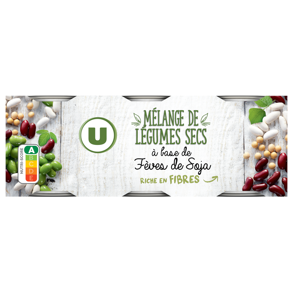 U Mélange de légumes fèves de soja - 3 boîtes de 125g