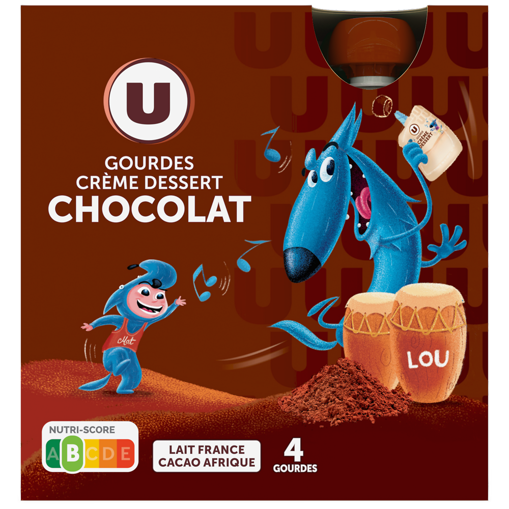 U MAT ET LOU Crème dessert chocolat  4x85g, 340g