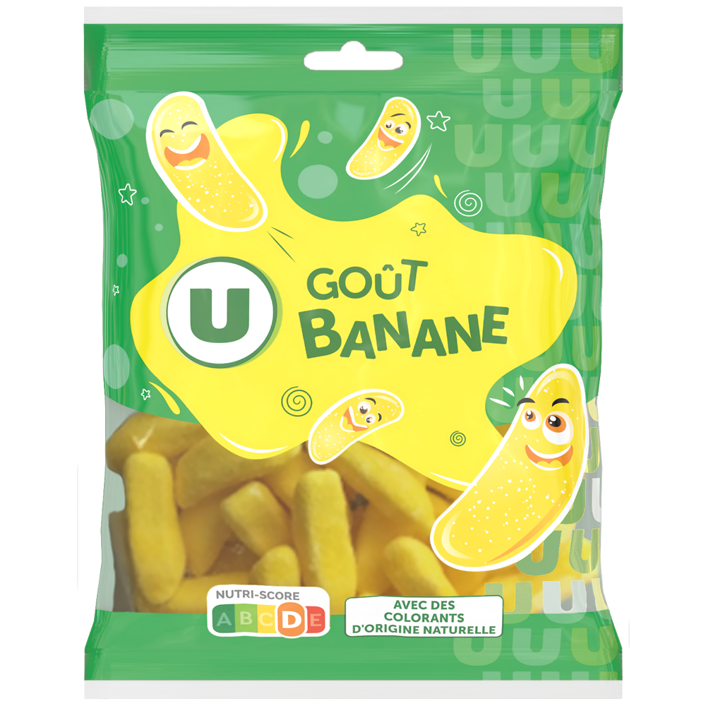 U Bonbons banane  sachet de 250g