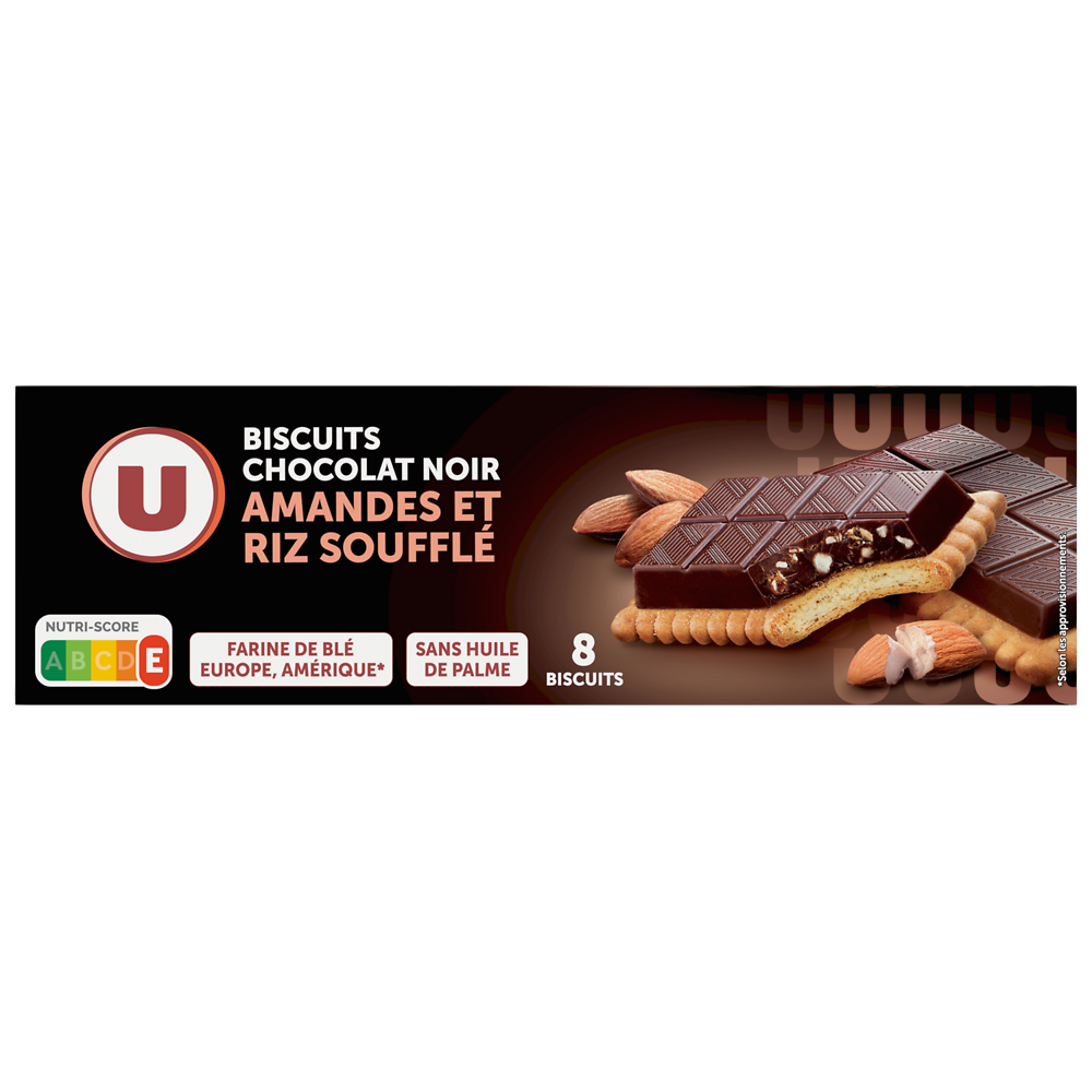 U Biscuits chocolat noir et amandes  145g