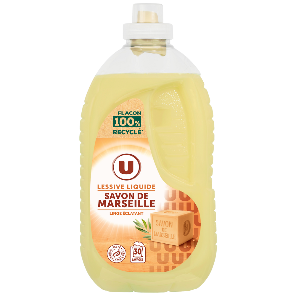 U Lessive liquide savon de Marseille  30 lavages, 1,5l