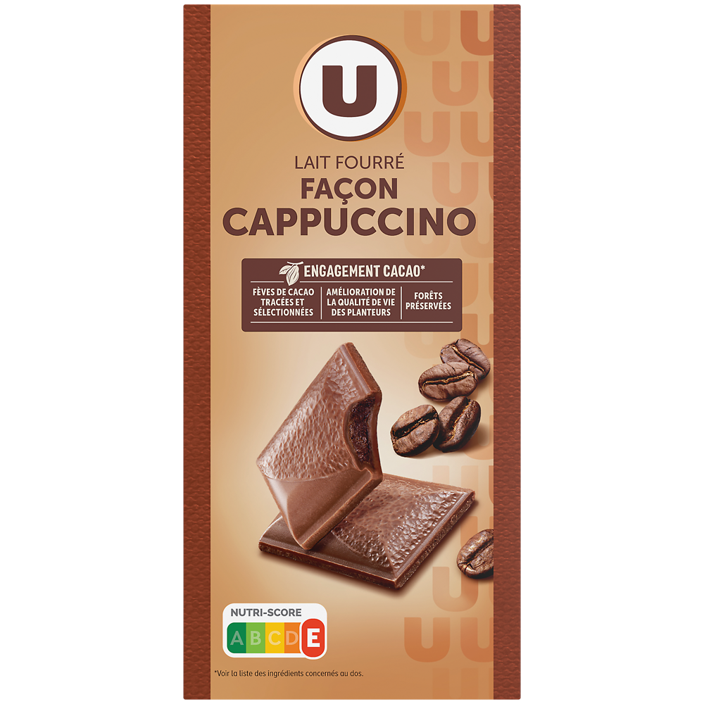 U Chocolat au lait fourré cappuccino  Tablette de 120g