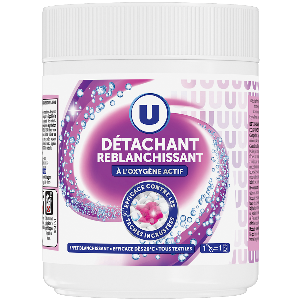 U Détachant reblanchissant oxygène actif en poudre  pot de 500g