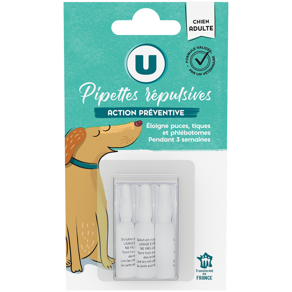 U Pipettes répulsives pour chien  x3