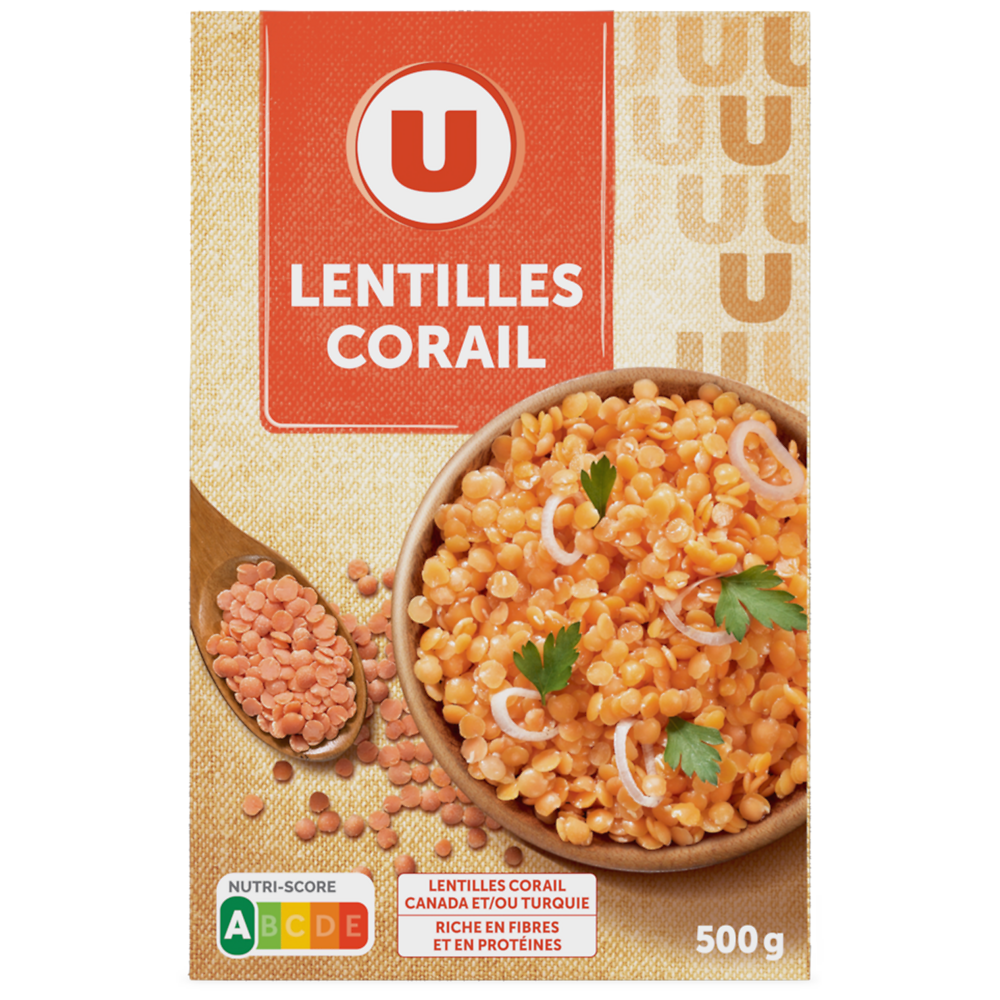 U Lentilles corail, étui 500g