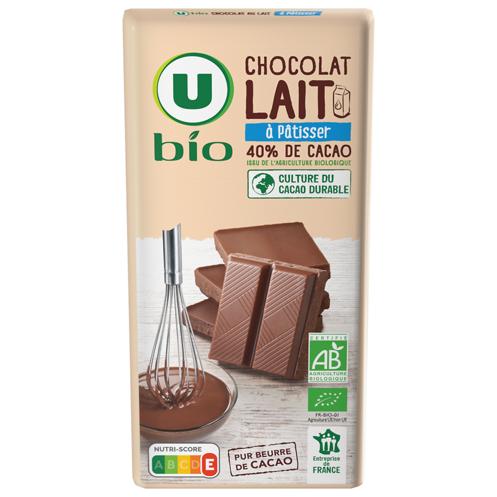 U BIO Chocolat lait à patisser  170g