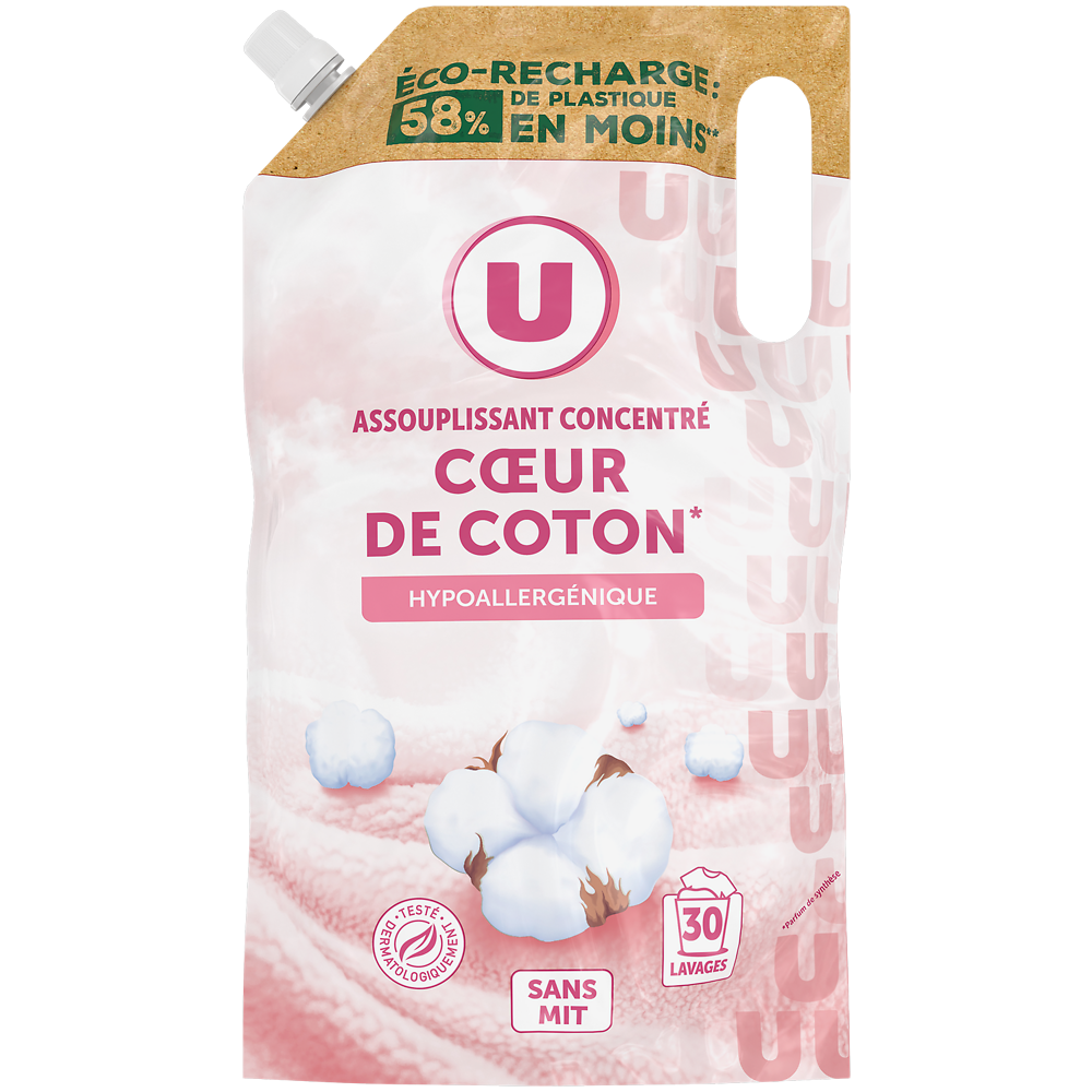 U Adoucissant concentré parfum coeur de coton  recharge 750ml