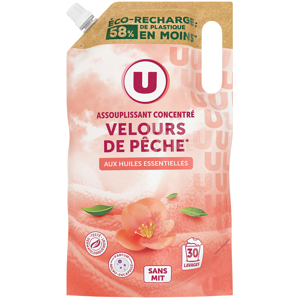 U Adoucissant concentré parfum velours de pêche  recharge 750ml