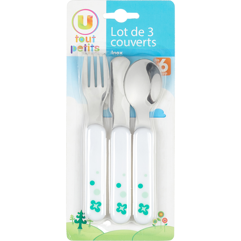 U TOUT PETITS Lot de 3 couverts inox decoree