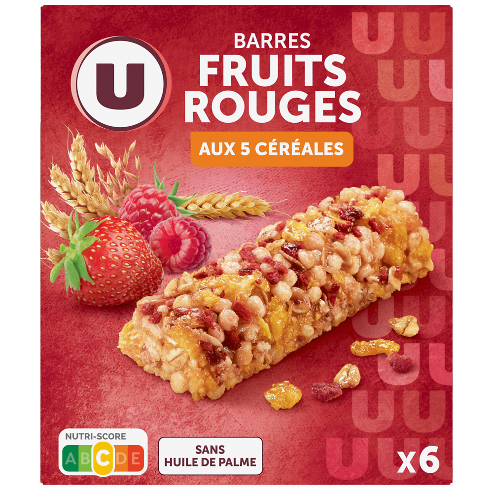 U Barre de céréales fruits rouges 108g