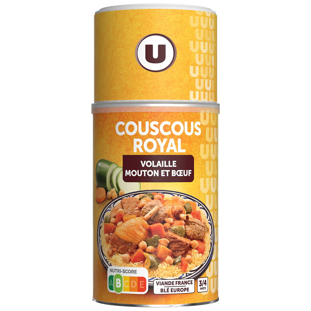 U Couscous royal 3 viandes(volaille/mouton/boeuf) Boîte 3/2 de 980g