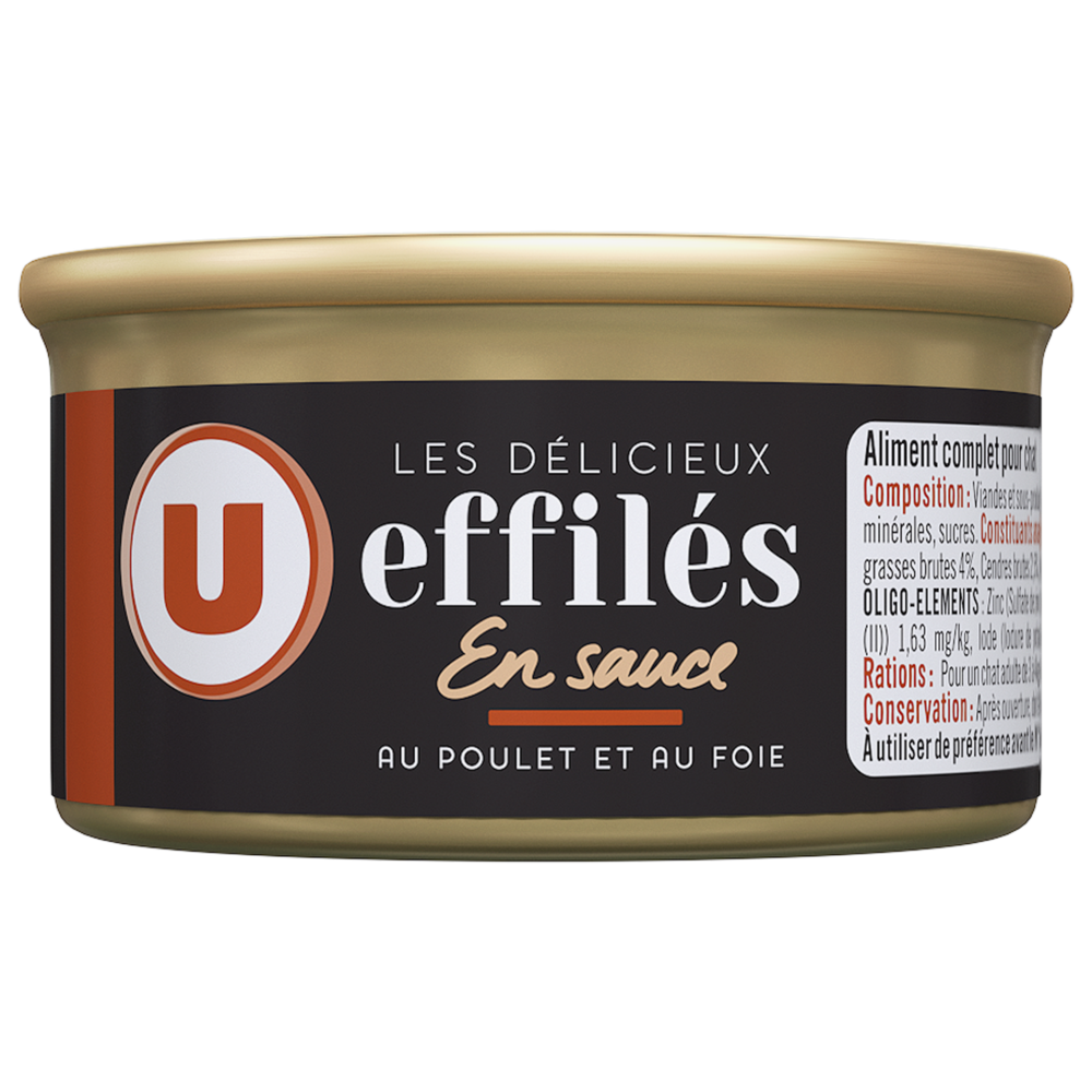 U Barquette pour chat Les délicieux effilés sauce poulet et au foie - 85g