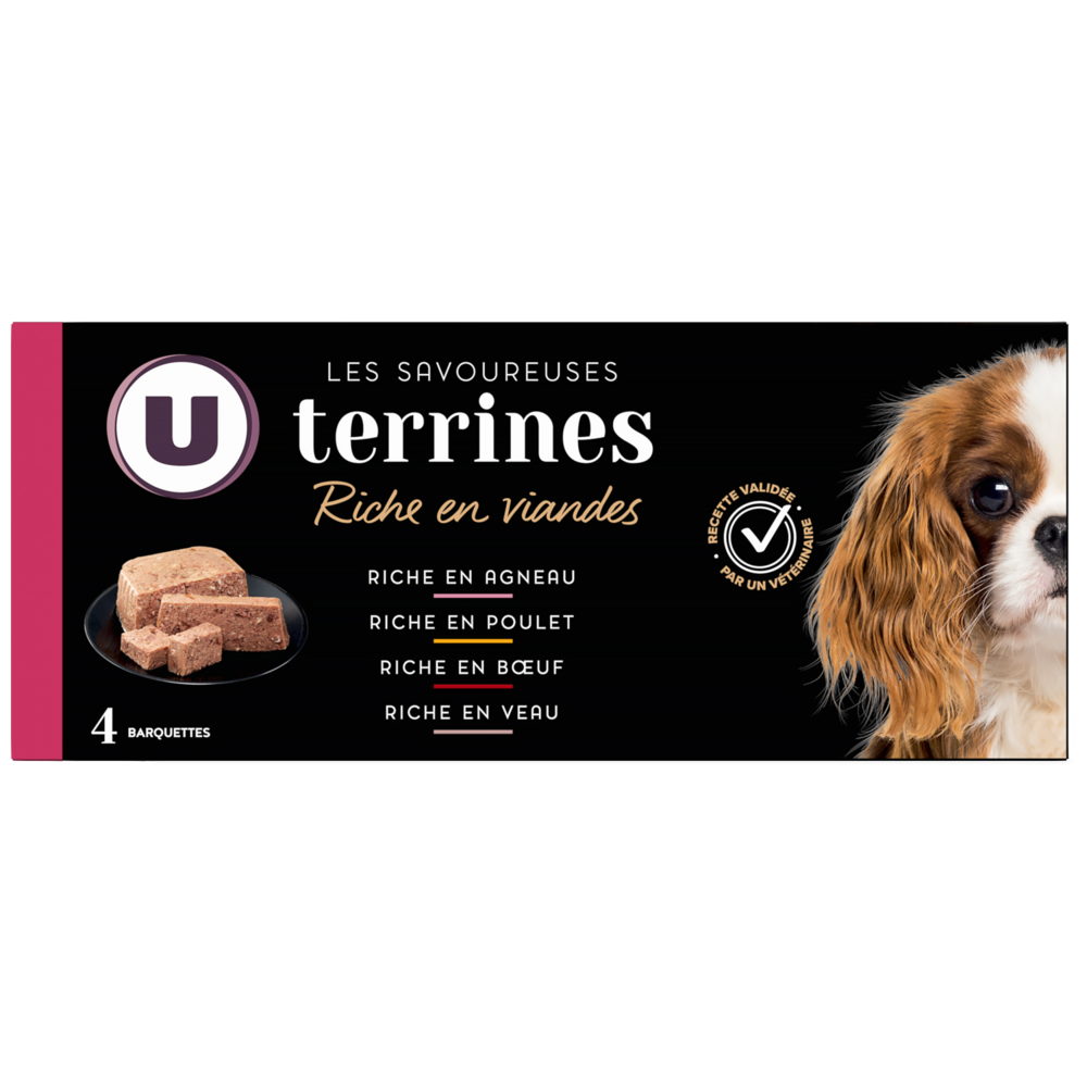 U Aliment pour chien Les savoureuses terrines riche en viandes  4x150g