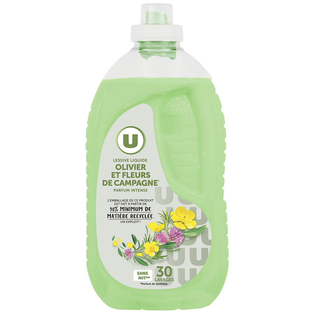 U Lessive liquide parfum olivier & fleurs de campagne 30 lavages 1,5L