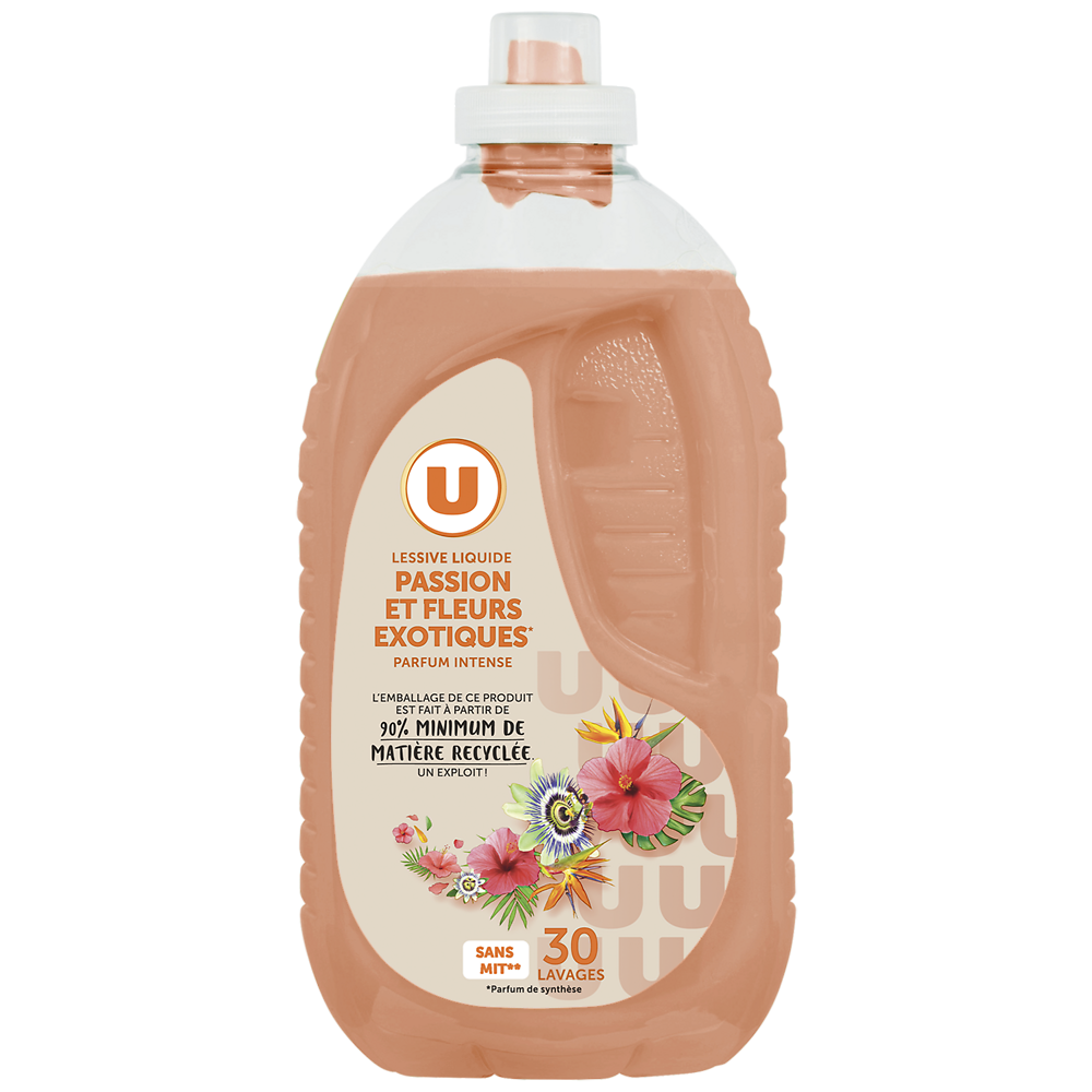 U Lessive liquide parfum passion&fleurs exotiques 30lavages 1,5 litres