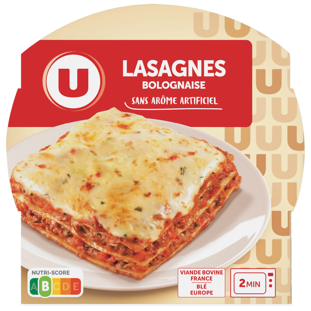 U Lasagnes à la bolognaise  barquette micro-ondable, 300g