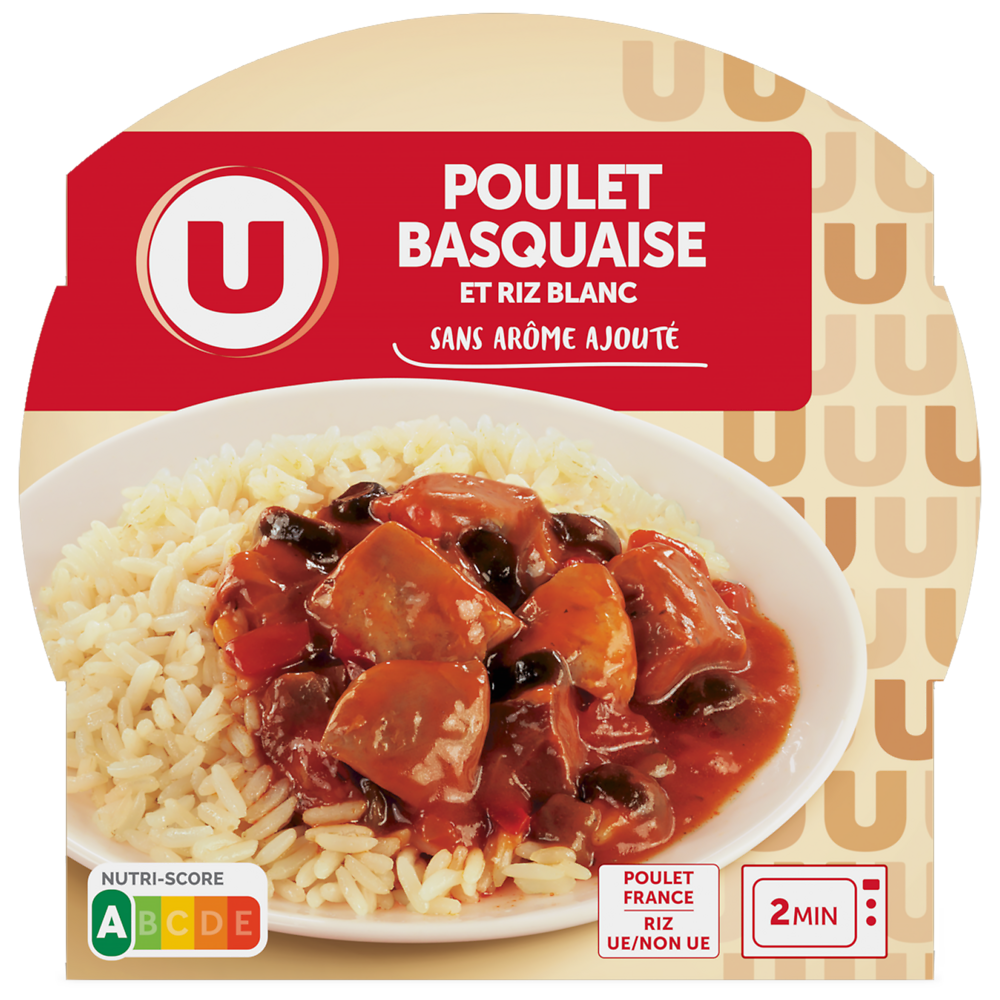 U Poulet basquaise et riz blanc micro-ondable 300g