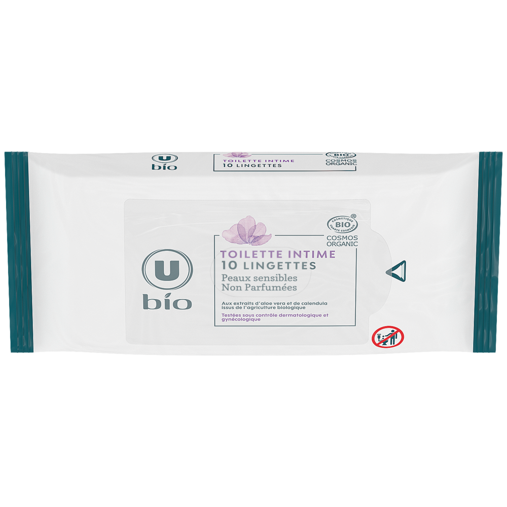 U BIO Lingettes toilette intime pocket x10