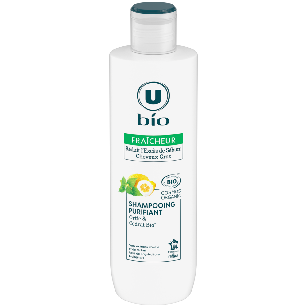 U BIO Shampooing purifiant cheveux gras, ortie et cédrat - 250ml